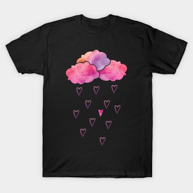 Heart Rain Drops T-Shirt by c1337s